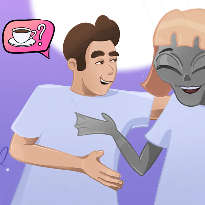 Парень знакомится с инопланетянкой